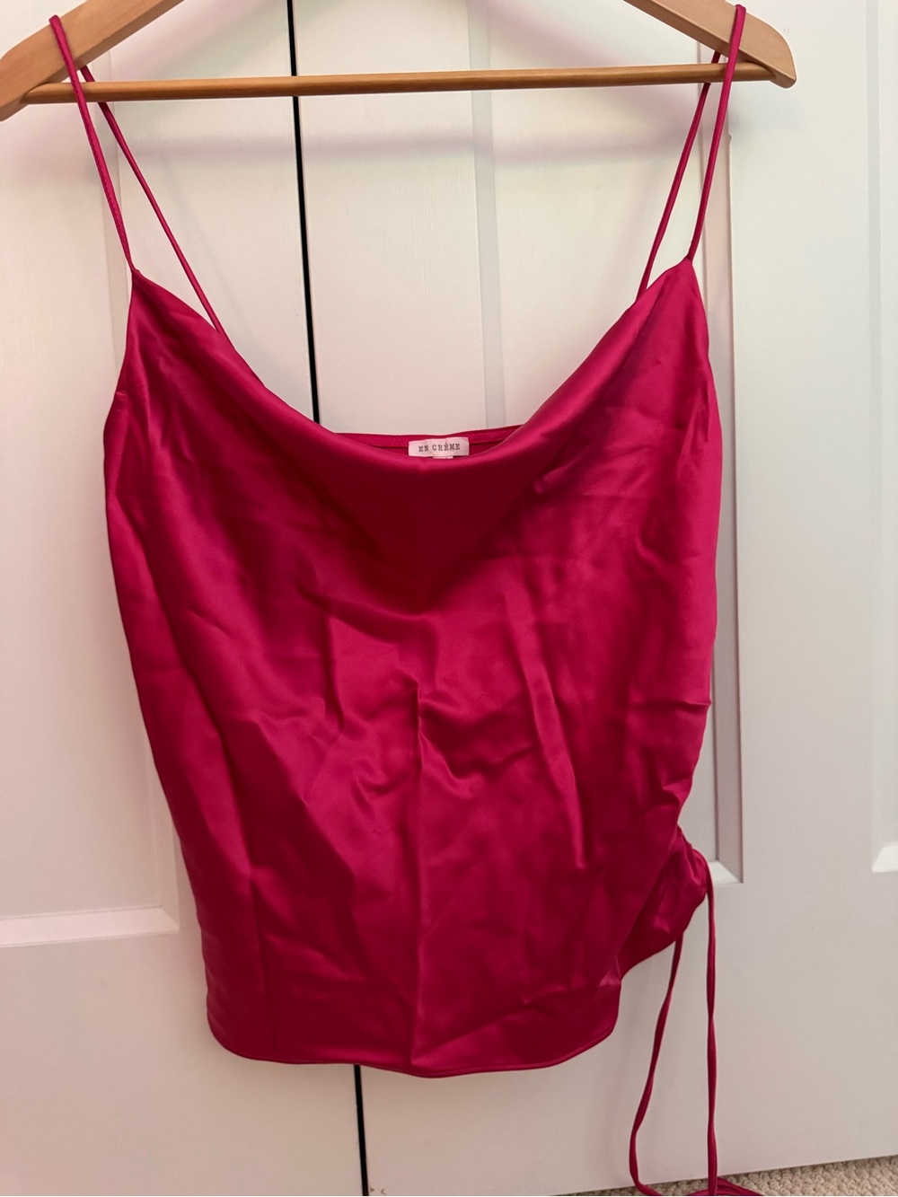 Reformation Hot Pink Satin Cowl Neck Camisole